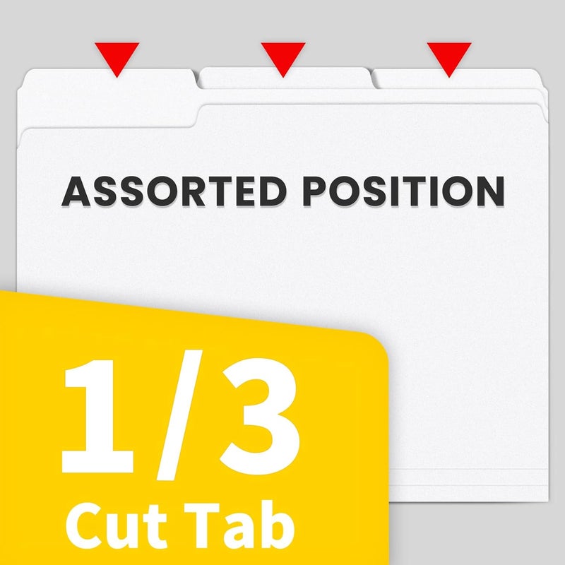 SUNEE File Folders Letter Size White, 100 Pack Manilla Folders 8.5 x 11 1/3-Cut Tabs, Colored File Folders Office Home School for Documents Files Paper - Image 4